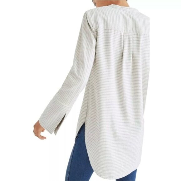 Madewell Split Cuff Tunic Shirt in Weathered Concrete Size Medium 100% Cotton - Picture 2 of 12